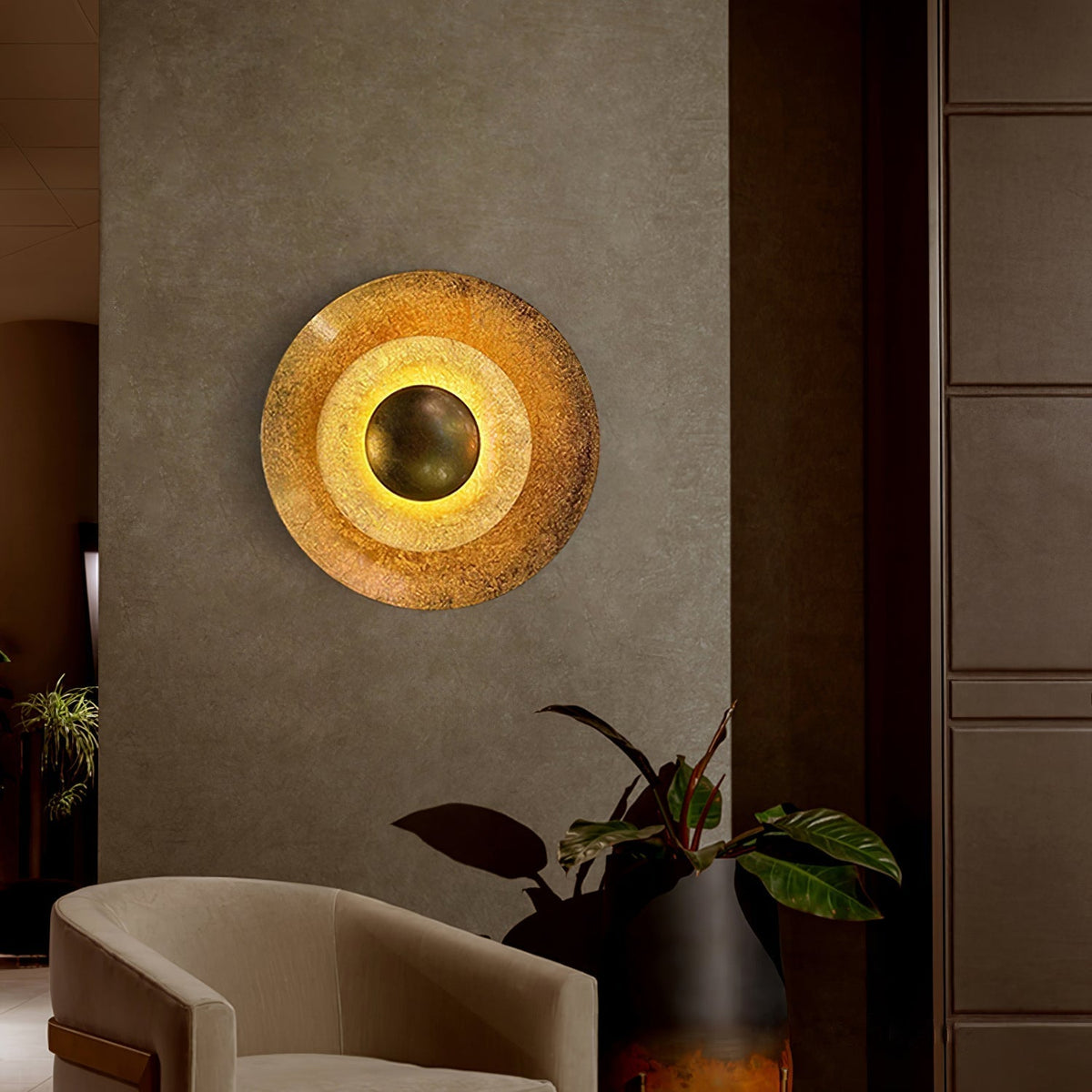 Layered Gold Foil LED Wall Light