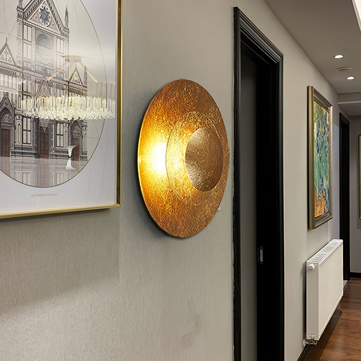 Layered Gold Foil LED Wall Light / ∅ 31.5″ x H 7.9″ / Gold foil & Warm Light / Set Of 2
