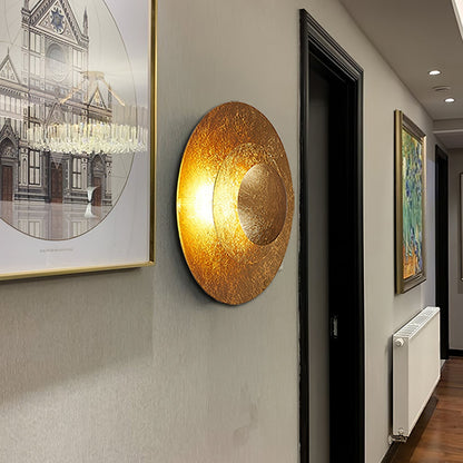 Layered Gold Foil LED Wall Light / ∅ 31.5″ x H 7.9″ / Gold foil & Warm Light / Set Of 2