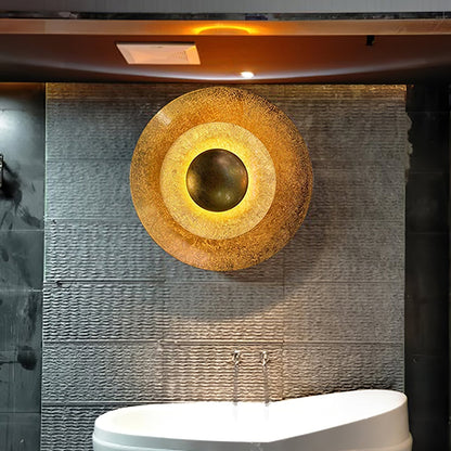 Layered Gold Foil LED Wall Light / ∅ 31.5″ x H 7.9″ / Gold foil & Warm Light / Single