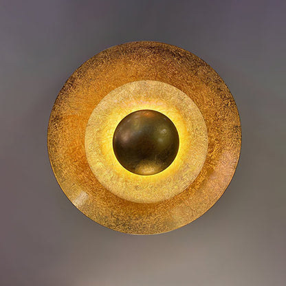 Layered Gold Foil LED Wall Light / ∅ 15.7″ x H 6.3″ / Gold foil & Warm Light / Single