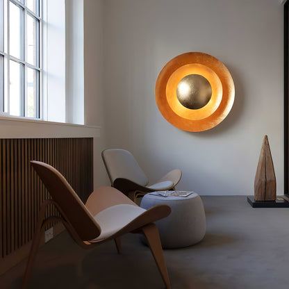 Layered Gold Foil LED Wall Light