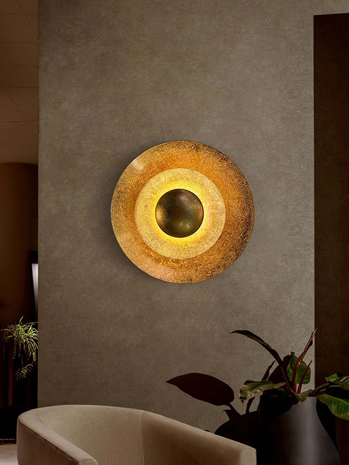 Layered Gold Foil LED Wall Light
