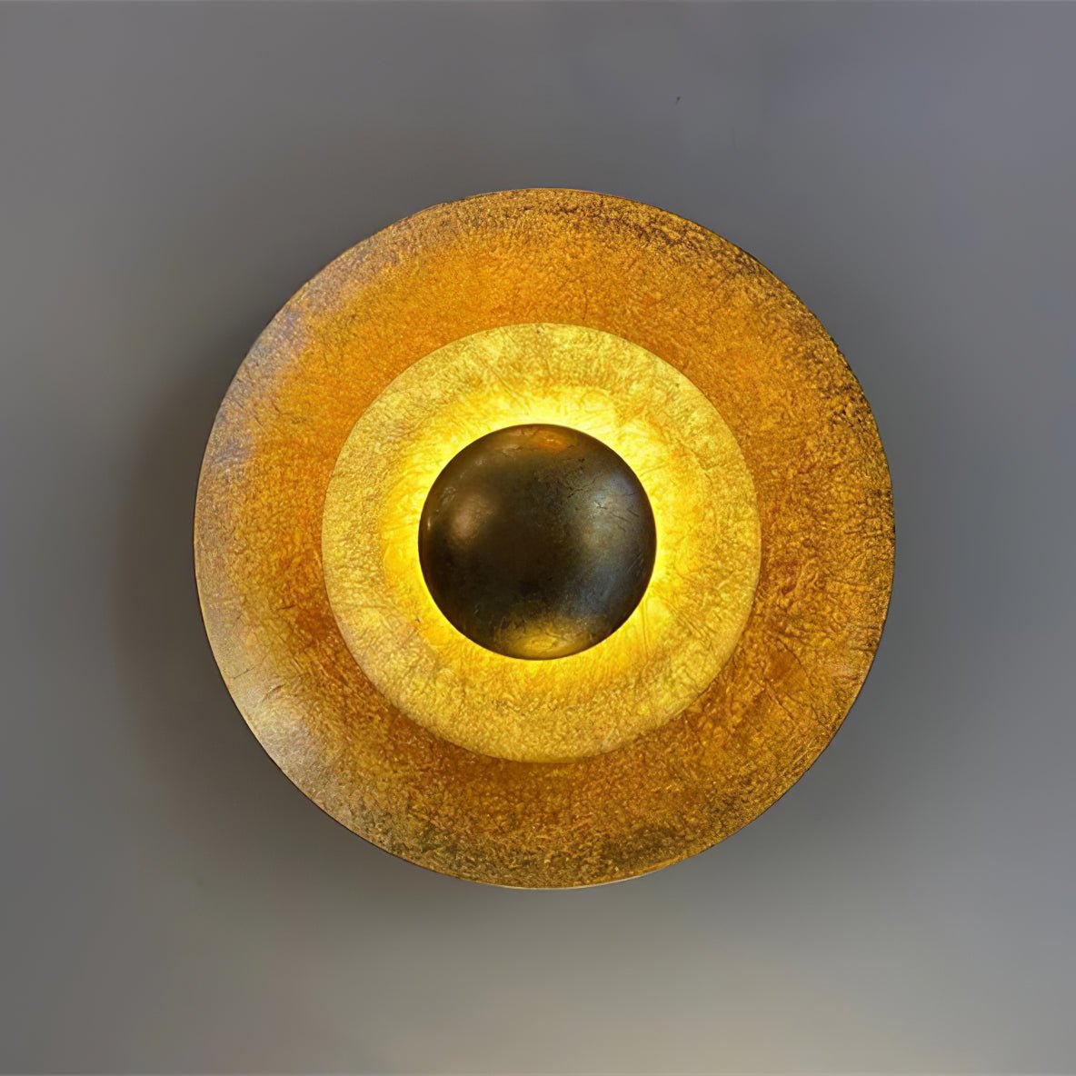 Layered Gold Foil LED Wall Light / ∅ 13.8″ x H 4.7″ / Gold foil & Warm Light / Set Of 2