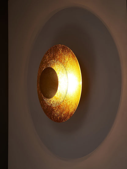 Layered Gold Foil LED Wall Light / ∅ 13.8″ x H 5.9″ / Gold foil & Warm Light / Single