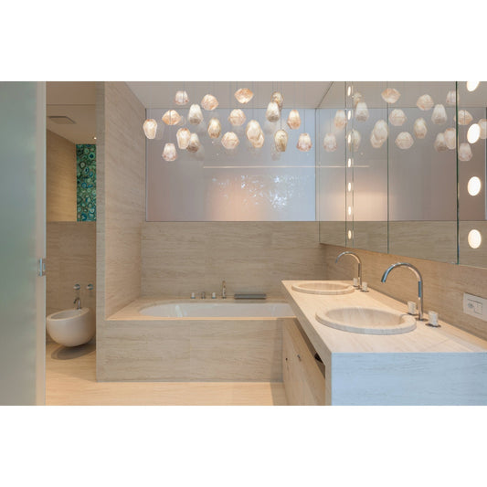 48-Inch Natural Quartz Rectangular Pendant Light / Silver