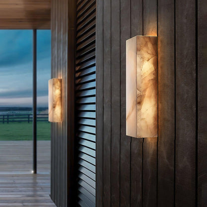 IP65 Alabaster Integrated LED Wall Light / L 6.3″ x W 3.9″ x H 25.6″ Set Of 2 / White / Cool Light