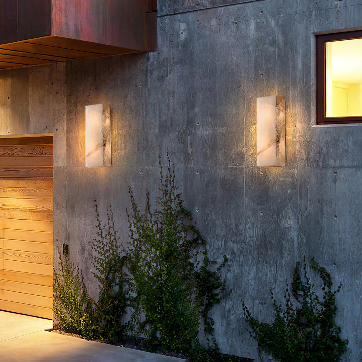 IP65 Alabaster Integrated LED Wall Light / L 6.3″ x W 3.9″ x H 25.6″ Set Of 2 / White / Warm Light