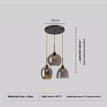 Amber or Smoke Glass Pendant Light / Tricolor Light / Combination Smoky Gray