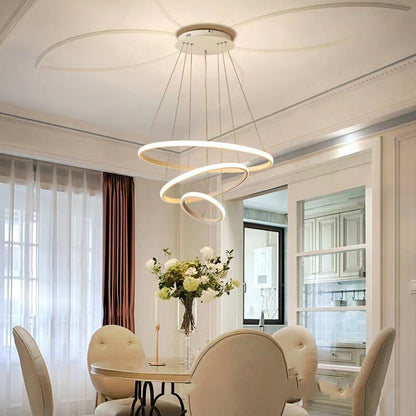 Adjustable Iron LED Dining Pendant Light / White Model A 50cm / Stepless dimming / 220V