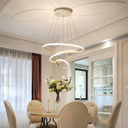 Adjustable Iron LED Dining Pendant Light / White Model A 50cm / Stepless dimming / 220V