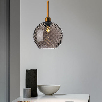 Amber or Smoke Glass Pendant Light