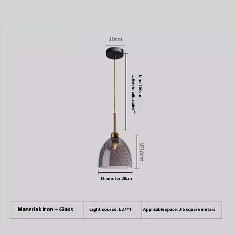 Amber or Smoke Glass Pendant Light