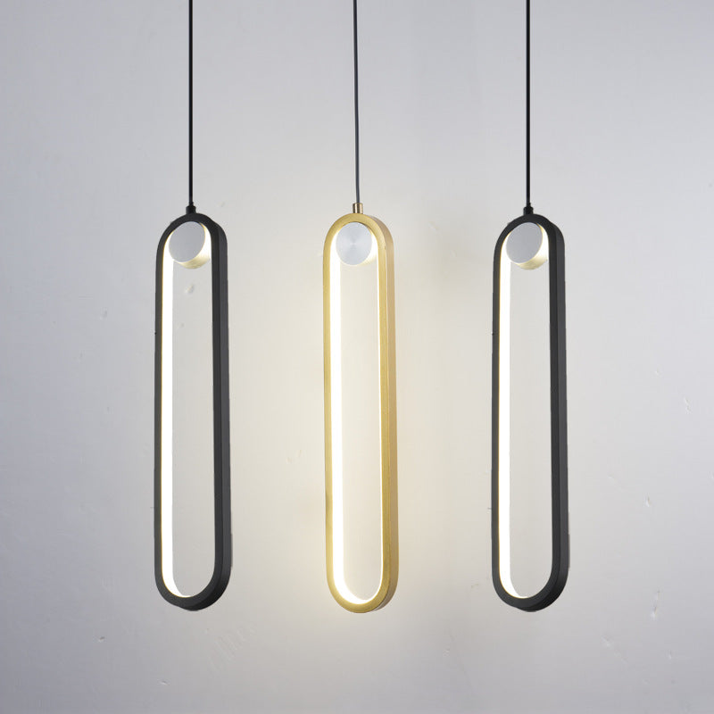 Oval Black or Gold LED Pendant Light / White light / Black A