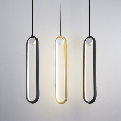Oval Black or Gold LED Pendant Light / White light / Black A