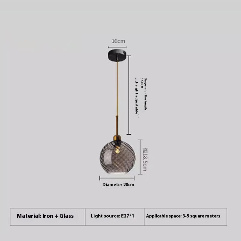 Amber or Smoke Glass Pendant Light