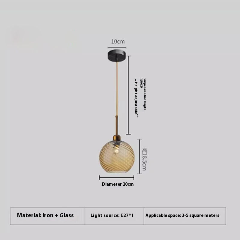 Amber or Smoke Glass Pendant Light / Tricolor Light / C Amber