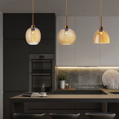 Amber or Smoke Glass Pendant Light / Tricolor Light / D Smoky Gray