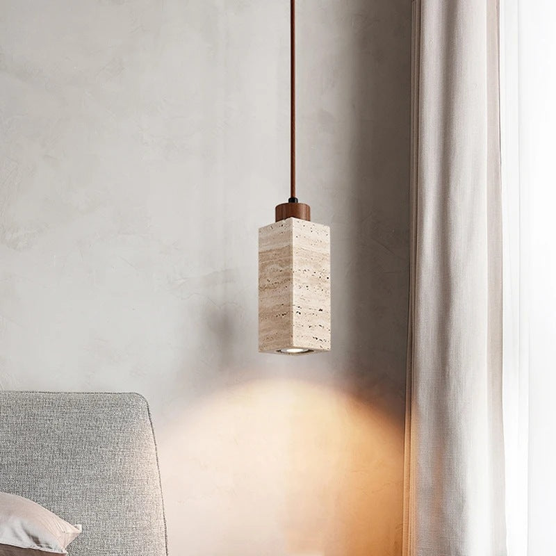 Cave Stone Solid Wood Pendant Light / Square Warm Light / LED Warm Light Wide Pressure