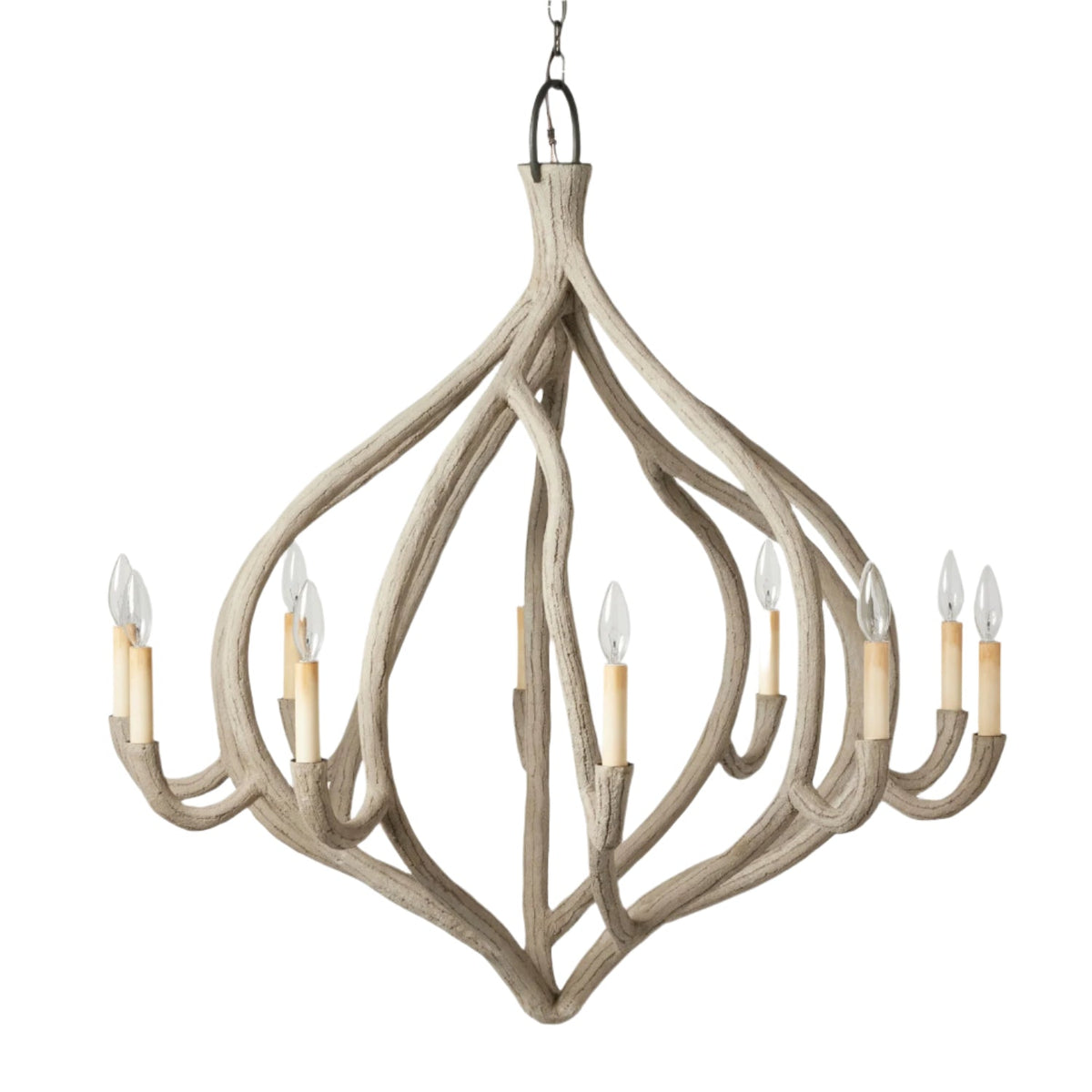 38-Inch Gray or White Gesso Chandelier / Gray