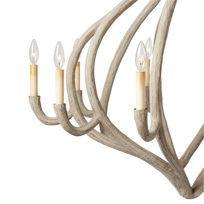 38-Inch Gray or White Gesso Chandelier