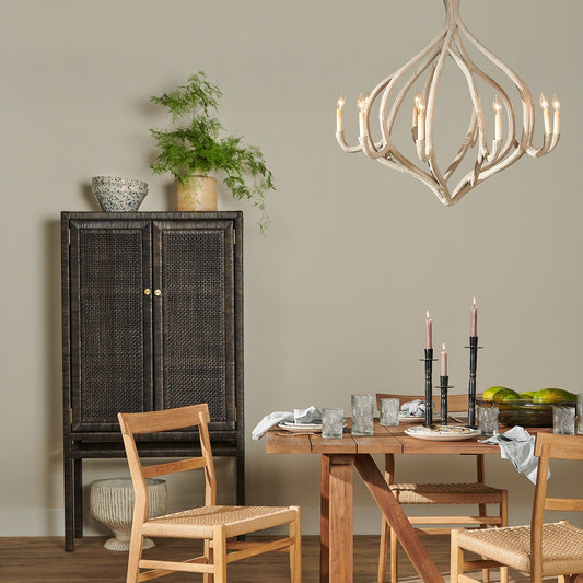 38-Inch Gray or White Gesso Chandelier / White Gesso
