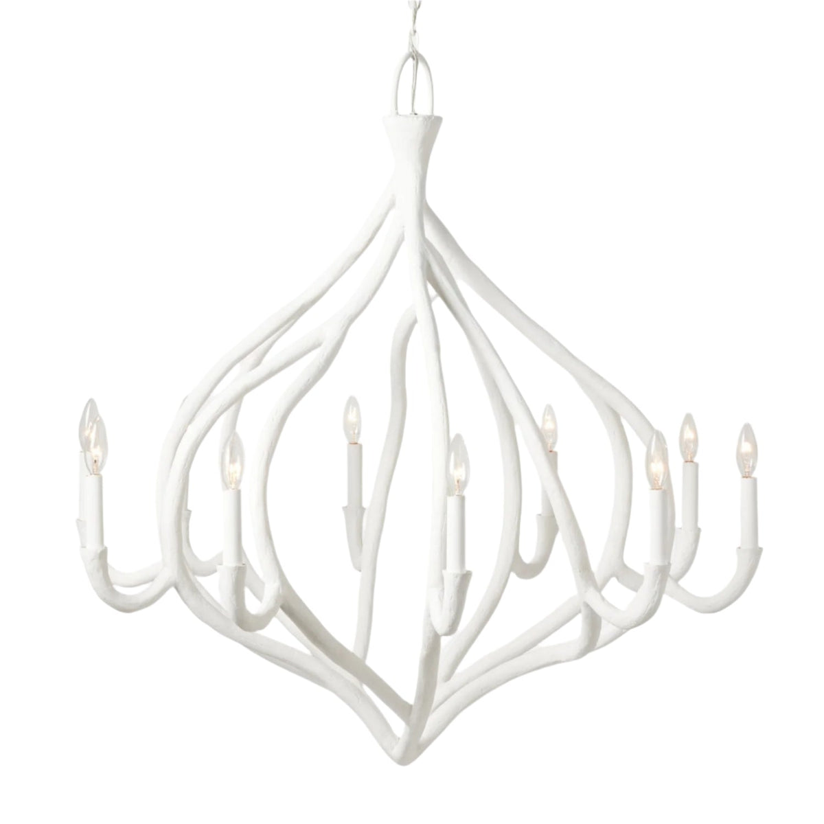 38-Inch Gray or White Gesso Chandelier