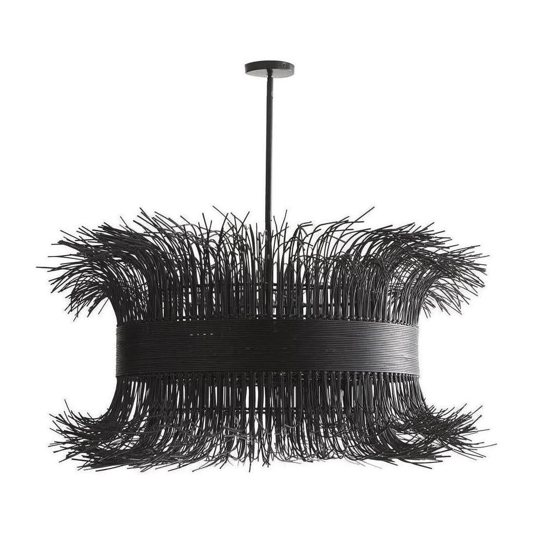 Handcrafted Gold Rattan Chandelier / Black Stained Rattan, Black