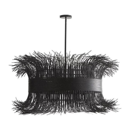 Handcrafted Gold Rattan Chandelier / Black Stained Rattan, Black