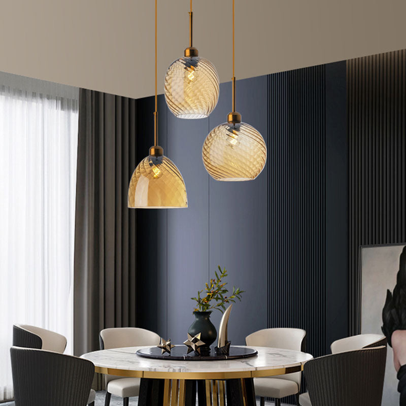 Amber or Smoke Glass Pendant Light / Tricolor Light / Combination Amber