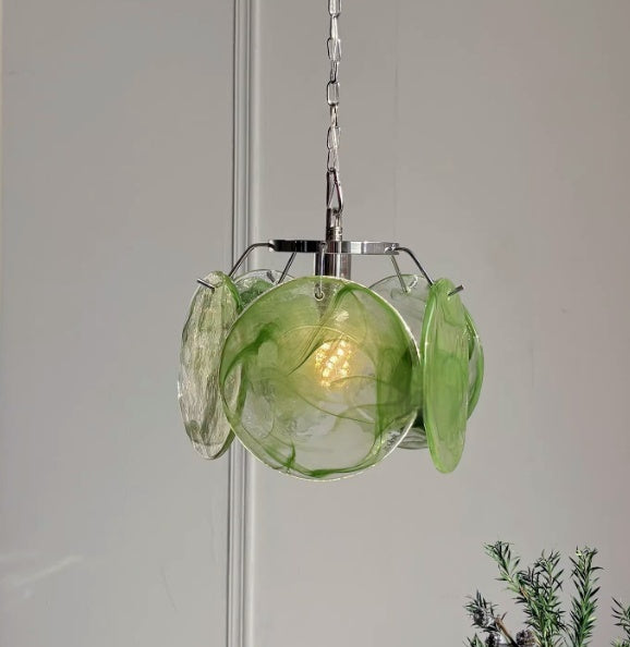 Handmade Coloured Glass Wall Sconce / 18X23cm / Pink