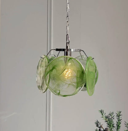 Handmade Coloured Glass Wall Sconce / 18X23cm / Pink