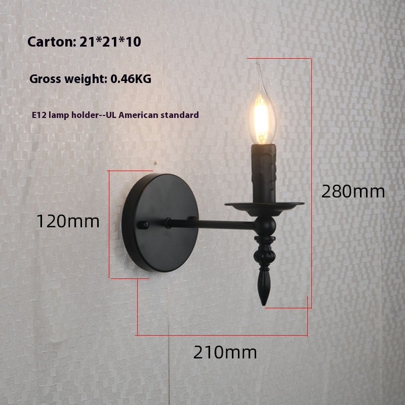 Vintage Industrial Iron Candle Wall Light